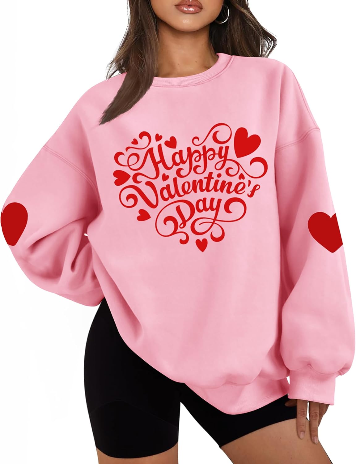 Valentines Sweatshirts for Women Oversized Cute Heart Love Sweatshirt Valentine Gift Long Sleeve Shirts