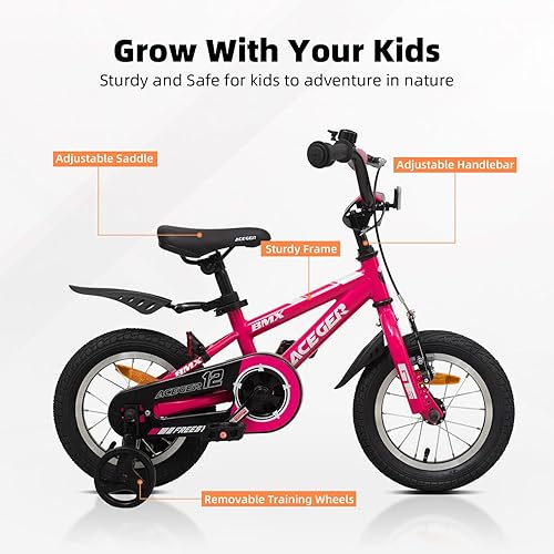 Miniatura 2 de ACEGER Bicicleta para niños de 2 a 10 años, estilo BMX, para niños y niñas de 2 a 10 años, bicicleta para niños de 12, 14 y 16 pulgadas, con ruedas
