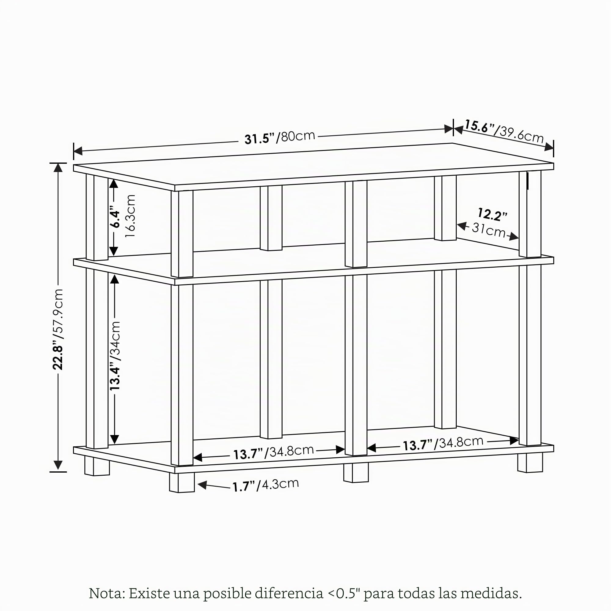 Furinno Romain Turn-N-Tube Soporte de TV para Televisores de hasta 40 Pulgadas, Roble Francés/Negro