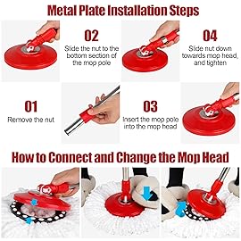 Spin Mop and Bucket with Wringer Set, 360 Spinning Mop Bucket System with 3 Microfiber Mop Replacement Heads and 61 Stainless Steel Adjustable Handle for Floor Cleaning (20QT)