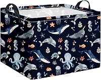 Vista 51 de HIYAGON - Cesta de Animales del Bosque Rectangular, Cesta de Almacenamiento para Bebé, Caja Organizadora de Almacenamiento, Caja de Decoración