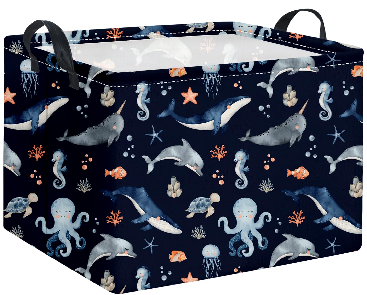 Rectangular Ocean Basket Kids Baby Storage Bin Organizer Box for Boys Under the Sea Nursery Decor(Ocean)