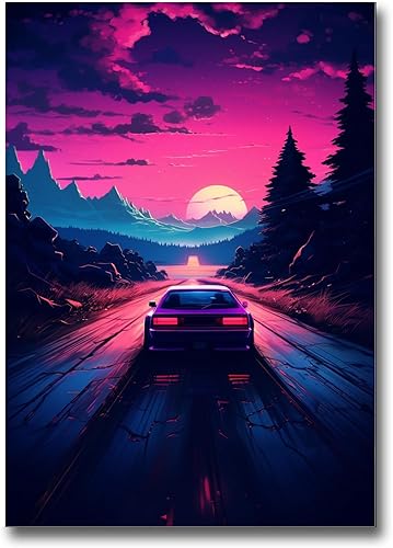 Unique Synthwave Style Retro Art, 80s style art, framed poster print, guest room art, cool living room art, Home Decoration, poster Prints