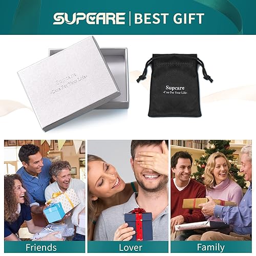 Miniatura 7 de Supcare Anillos para ansiedad para hombres y mujeres, anillo giratorio de acero inoxidable, vikingocelta, sol y luna, talla 7-14 (con caja de regalo