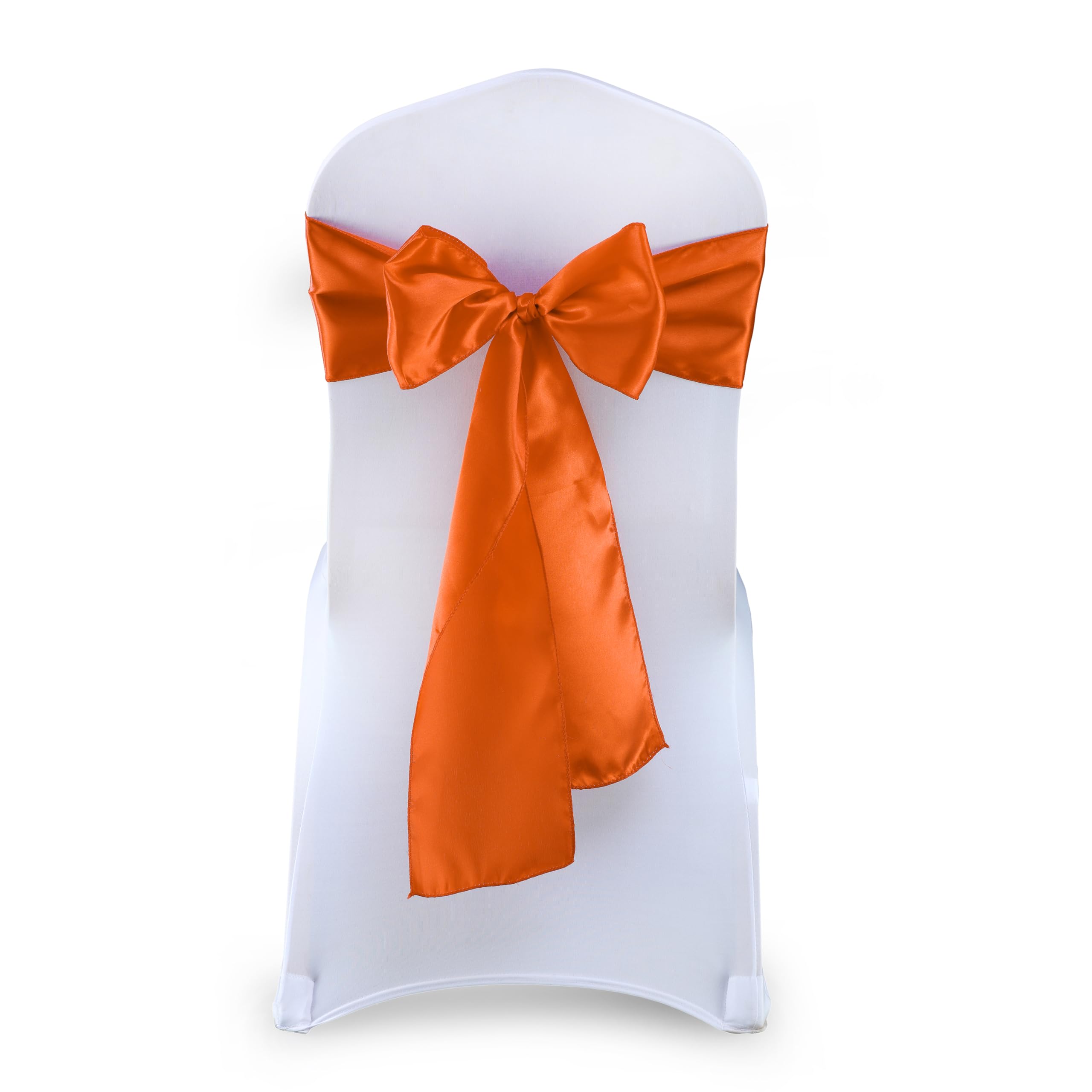 VDS Satin Chair Sashes Chair Cover Back Tie Sateen Bows Ribbon for Wedding Thanksgiving Halloween Christmas Party Home Banquet Venue Hotel All Dining Chair Decoration (50PC) (Brunt Orange)