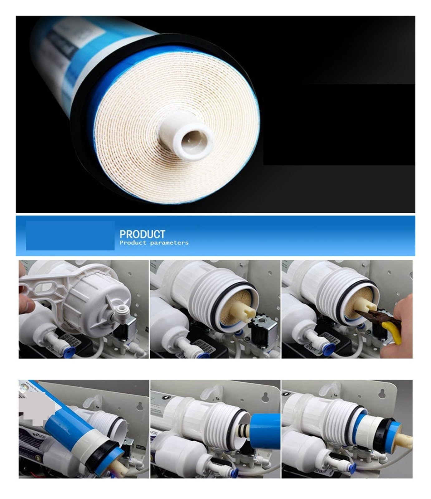 400 GPD Wasserfilter mit Umkehrosmose 3012-400 Ro-Filtermembranen Ro-System + Wasserfiltergehäuse Osmose invers Austausch unter der Spüle
