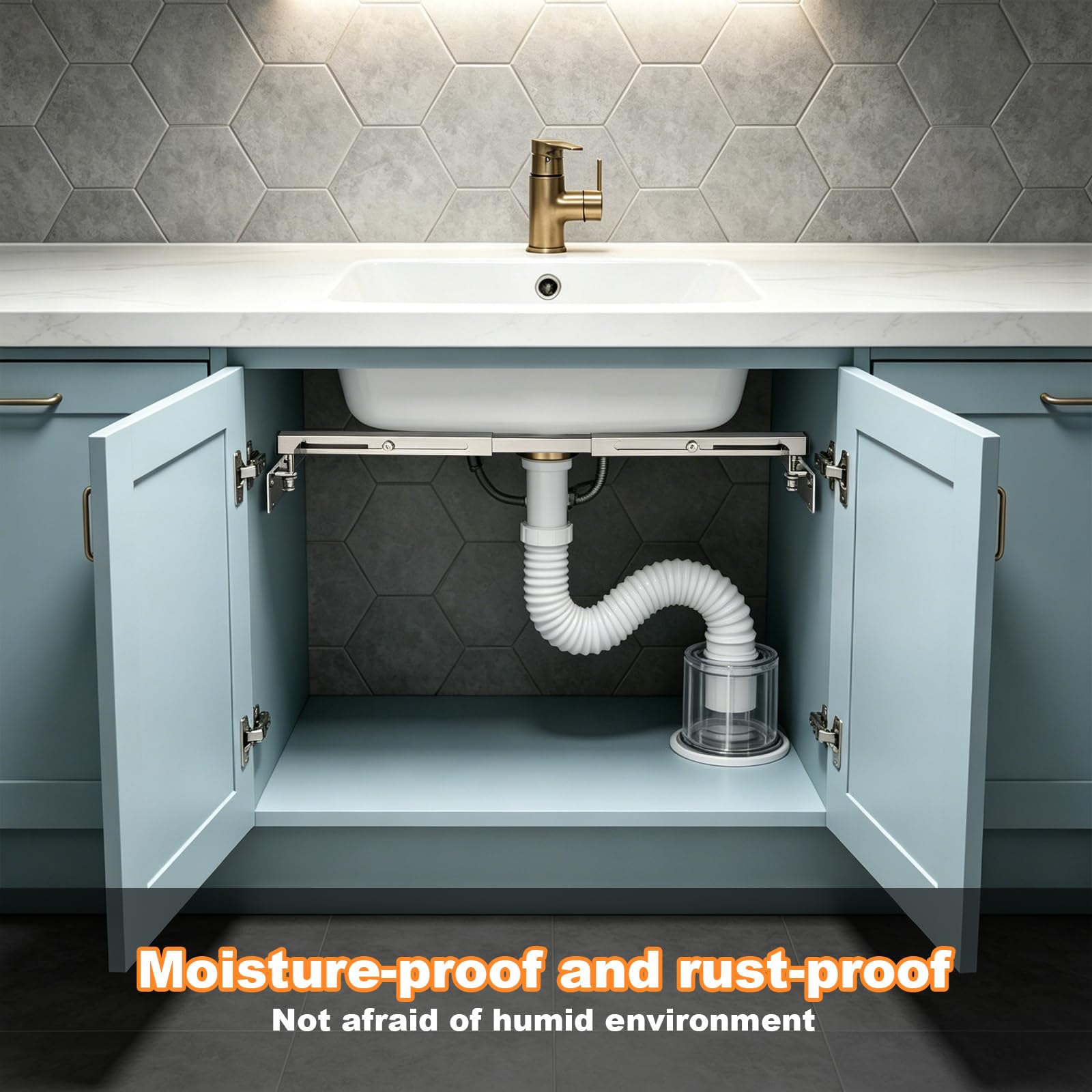 2 soportes para fregadero de montaje inferior, 51-80 cm, kit de instalación ajustable de acero inoxidable para fregadero de cocina y baño, soportes de fregadero de montaje inferior, 50,8-80 cm