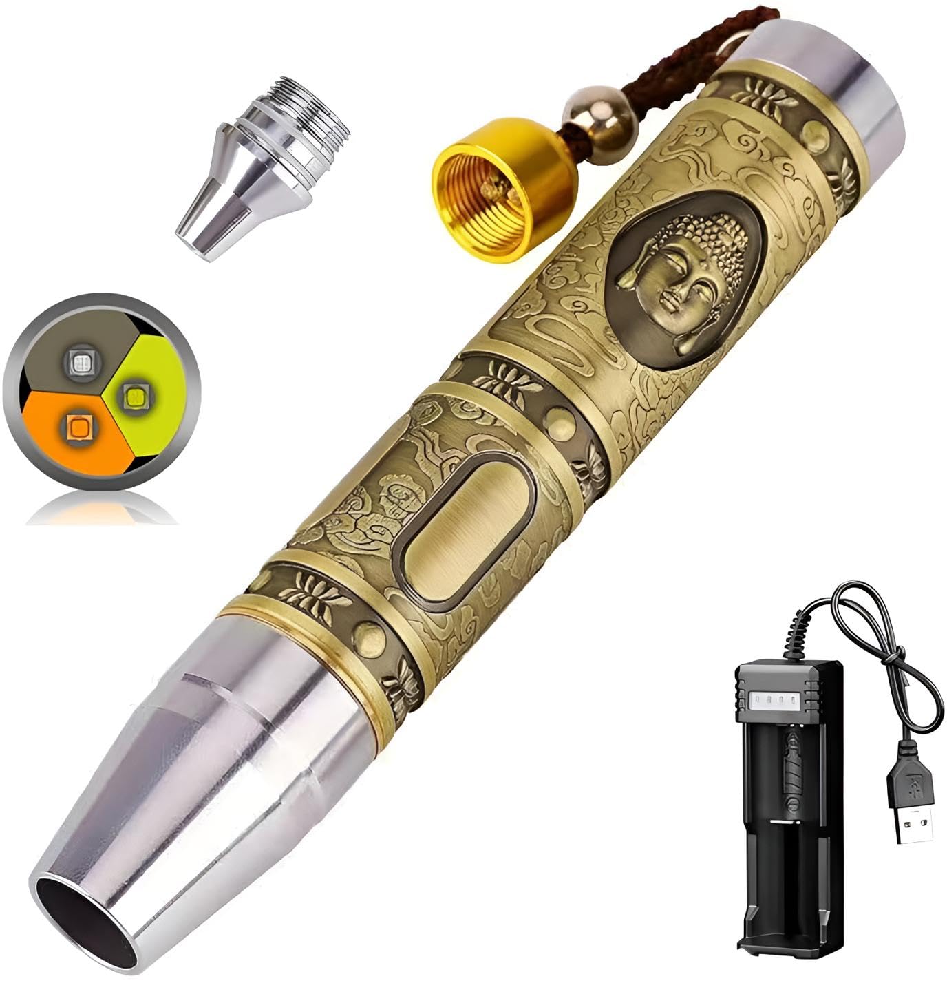 Rechargeable Three LEDs Expert Jade Appraisal Flashlight,Jewelry Appraisal Gemstones Diamond, White and Yellow Light and 365NM Ultraviolet Lamp.-image-30