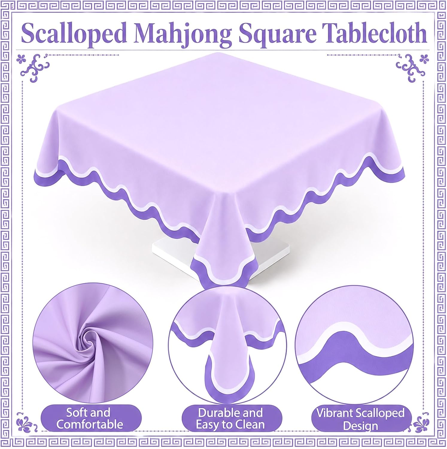 55 x 55 in Mahjong Tablecloth Card Table Mat image 3