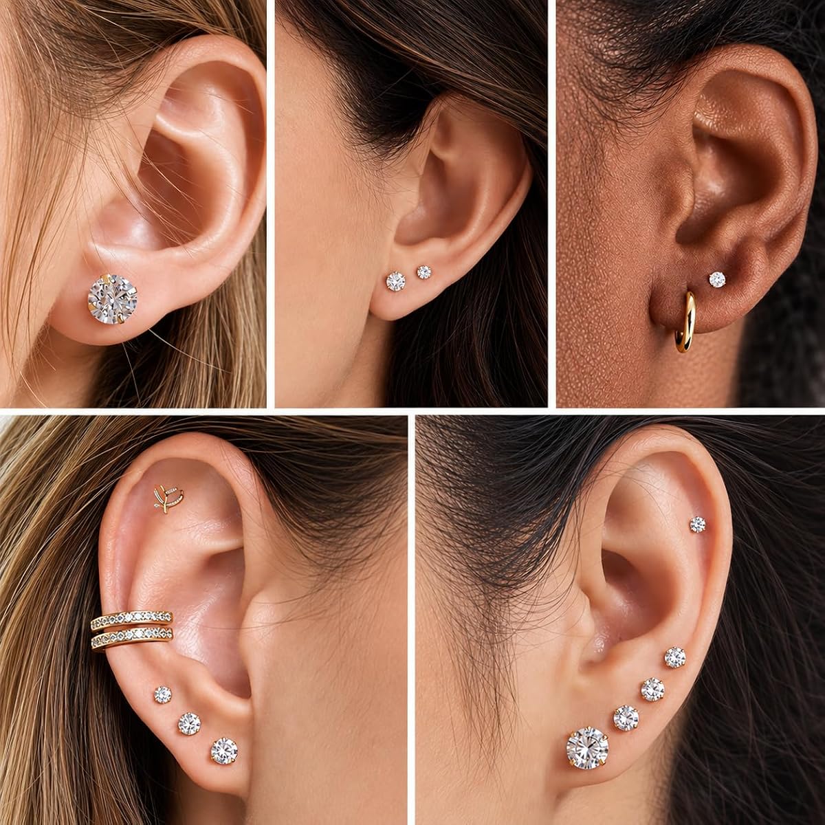 CZ Stud Earrings for Women 14K Gold Plated view 4