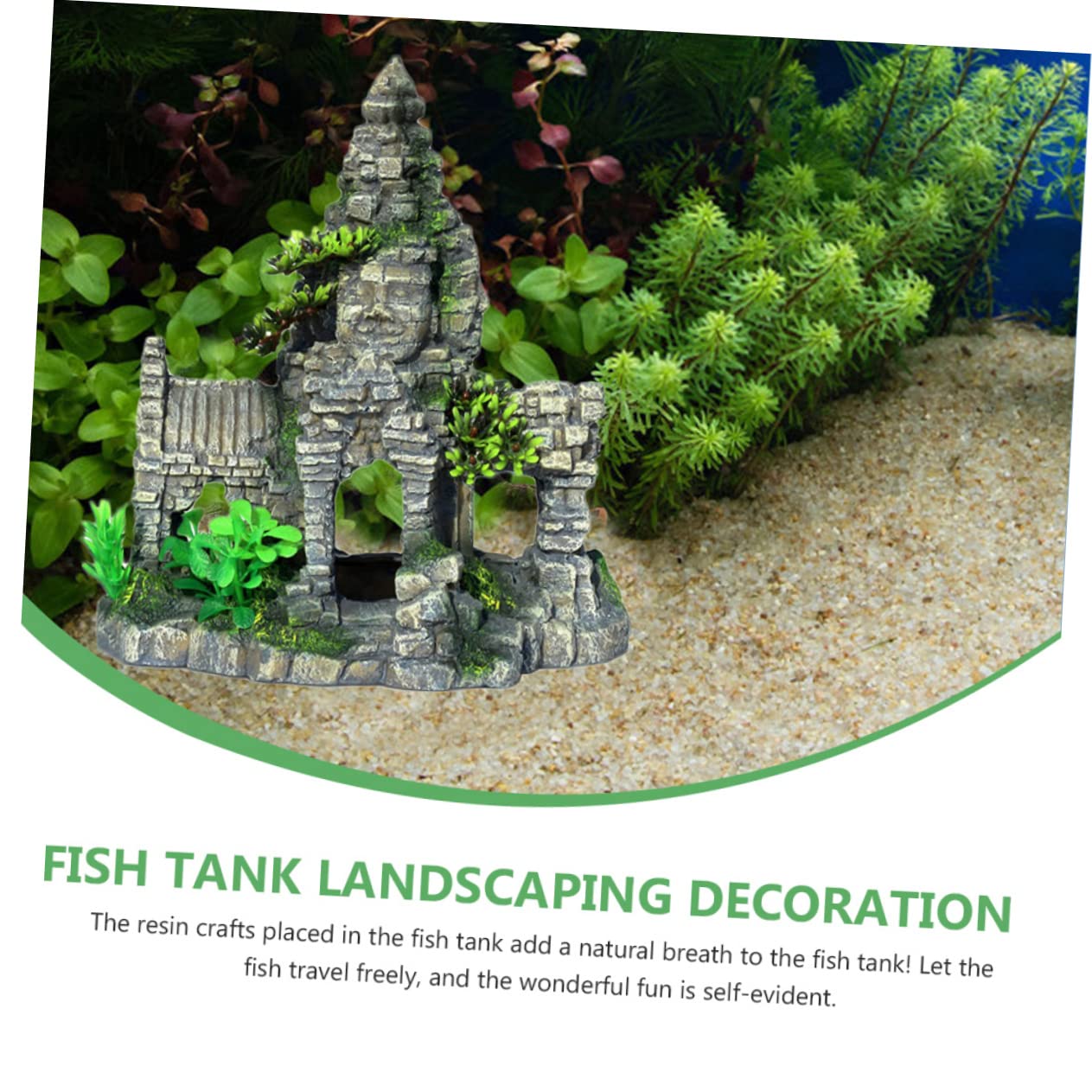 Kisangel Vier Buddha-Statue Aquarium Aquarium Landschaft Fisch Zucht Nest Harz Material Robuste Konstruktion