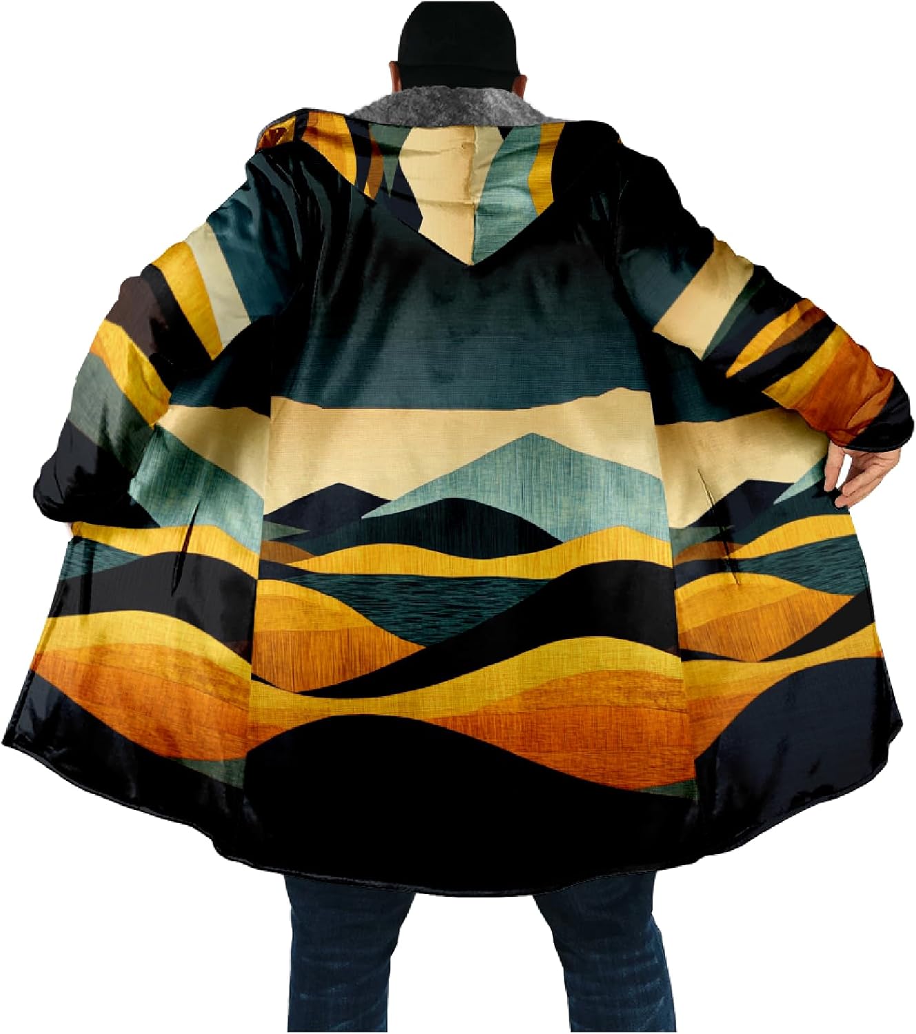 Winter Coats For Men Galaxy 3D Print Long Sleeve Zipper Big And Tall Cardigan Fleec... - Image 5