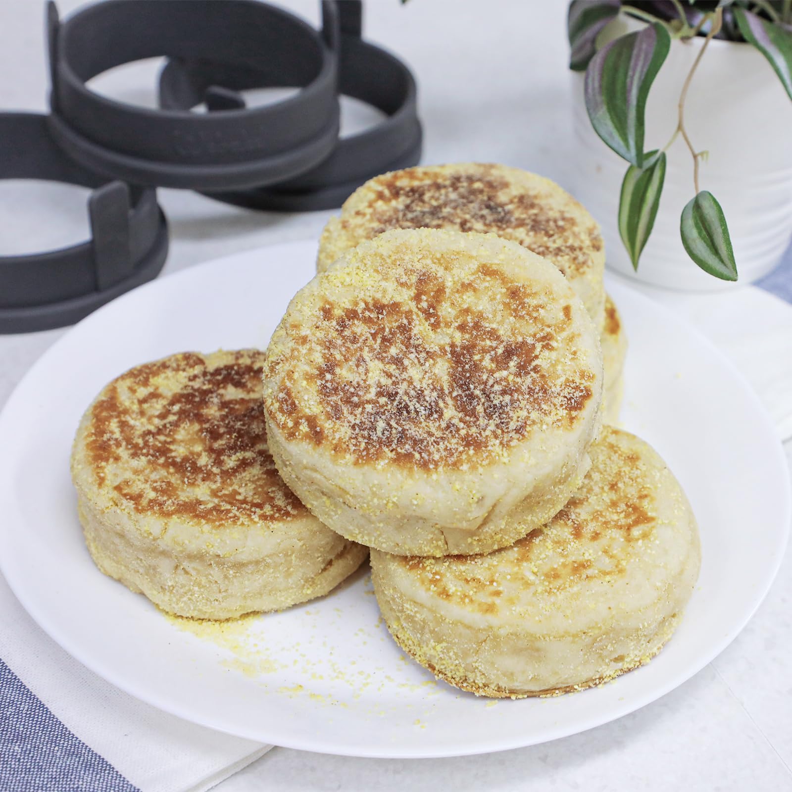Webake Silikonowe pierścienie do Crumpet 4 sztuki 10 cm, foremka do jajek i naleśników, pierścienie do jajek, foremka do Crumpet, jajka do Crumpet