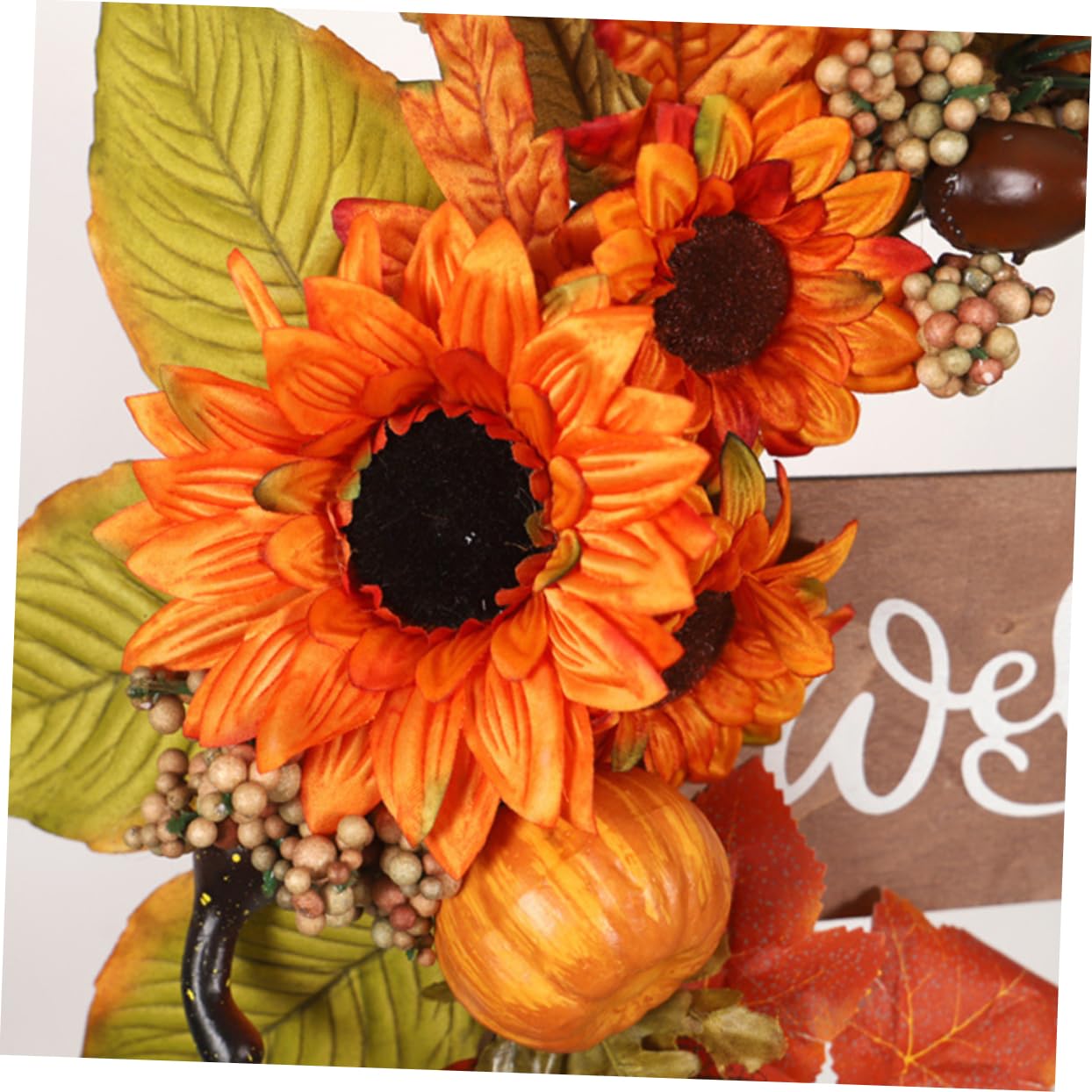Sonnenblumen Herbstkranz für Türdekoration, Orange