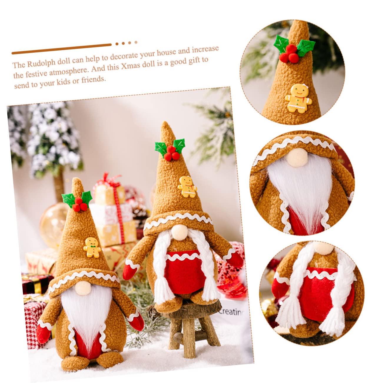 PRETYZOOM 6 Piezas muñeca Rodolfo Figuras de Rellenos Adornos de muñecos navideños Duendes navideños decoración navideña Decoraciones de de Peluche algodón Light Brown