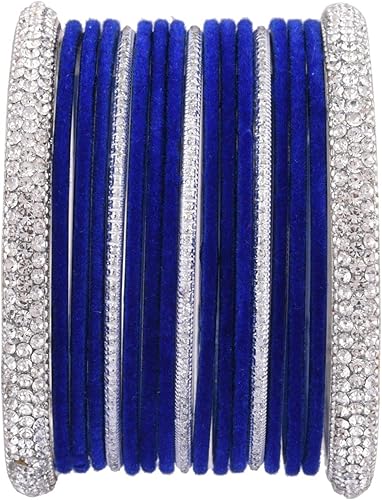 Miniatura 8 de Efulgenz Indian Wedding Bangles Set Crystal CZ Rhinestone Velvet Bridal Bangle Set Bracelet Fashion Jewelry For Women