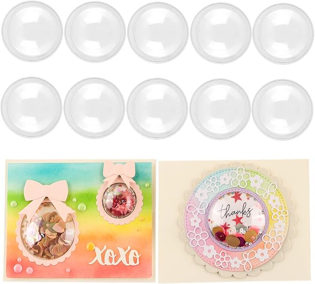 20 Pack Circle Shaker Domes for Card Making Peel-Away Adhesive Circle Clear Plastic Dimensional Domes for Shaker Card Making Paper Crafting Shaker Window Blister Puffy Shaker Covers 1/4" Diameter