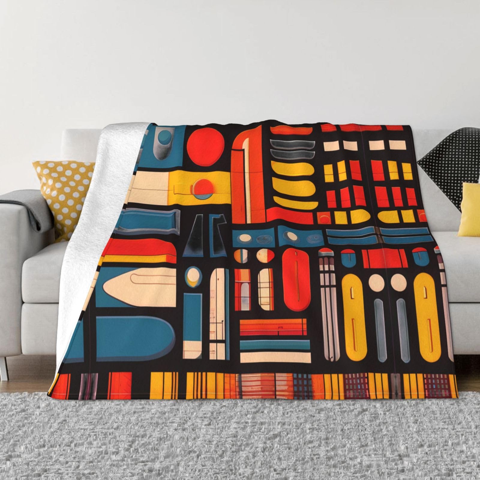Couverture de canapé chaude en flanelle 152x127 cm à motif géométrique