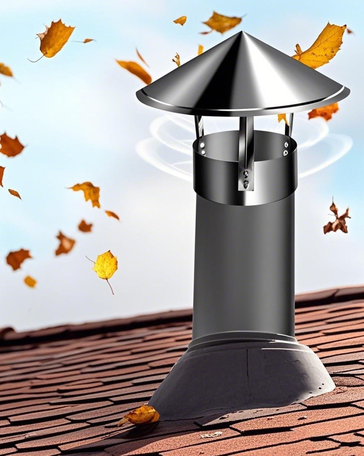 Chimney Cowl Round Roof Rain Guard - Universal Chimney Cover for Brick Fireplaces, Vent Flue, Wood Stove Pipe Cap - Effective Outdoor Protection for Kitchen & Cooking