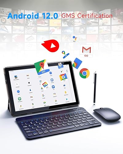 Miniatura 4 de Tablet Android 12 de 10.1 pulgadas, 32 GB ROM+2 GB de RAM, tableta 2 en 1, teclado, ratón, estuche, lápiz, película templada, cámara dual de 8