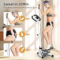 Vista 3 de Escalera paso a paso para ejercicio en casa, tensión ajustable y manillar, capacidad máxima de peso de 300 libras con bandas de resistencia,