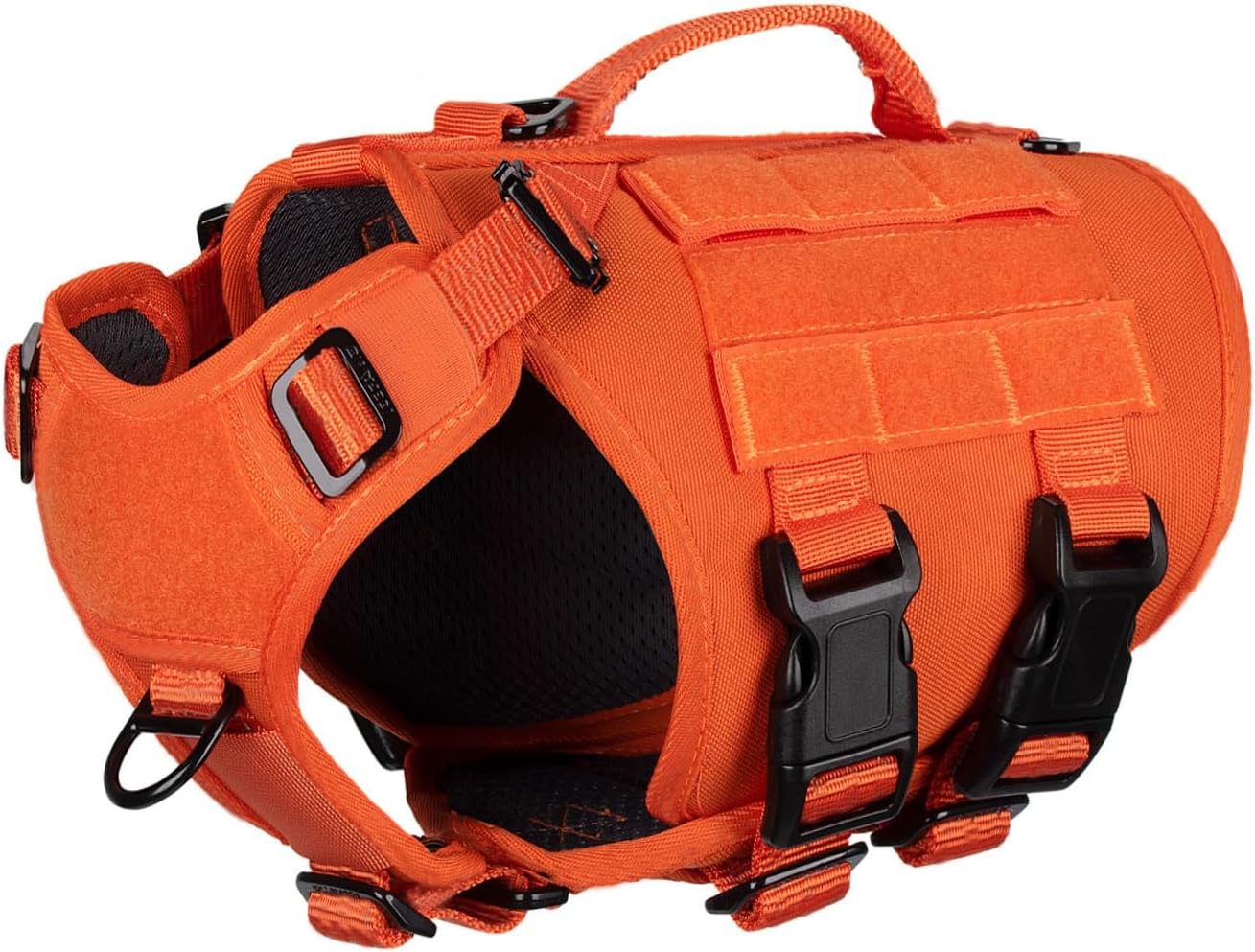 ICEFANG GN3 Tactical Dog Harness with 6X Buckle,Dog Molle Vest with Handle,3/4 Body, Hook and Loop Panel for ID Patch,No Pulling Front Clip (X-Small (Pack of 1), Safety Orange) - Amazon product rated Grade A