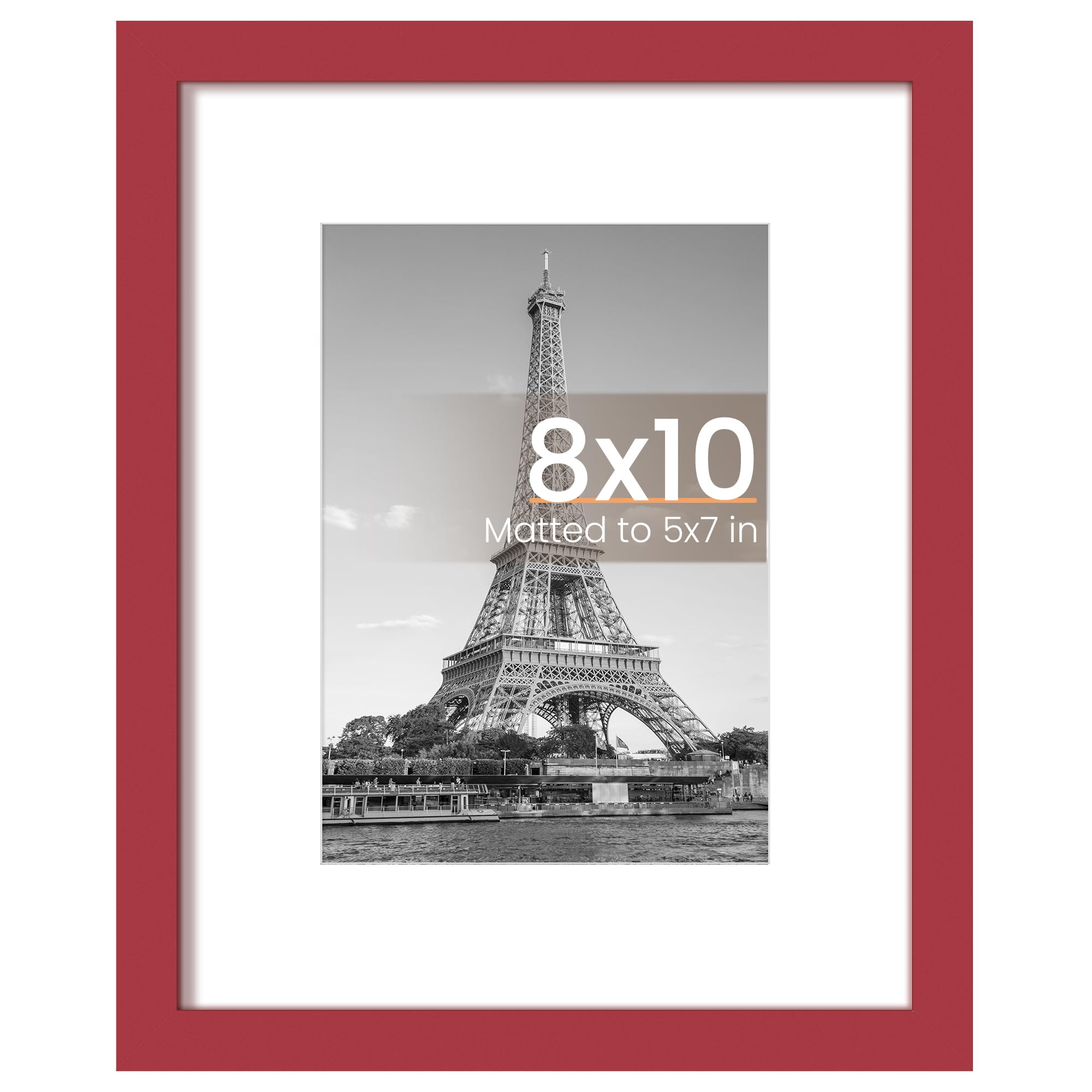 upsimples 8x10 Picture Frame, Wall Decor Photo Frames, Red 1 Pack | 8 x 10 Frame, 5x7 Frame with Mat for Gallery Wall, Family, Baby, Dog, Dorm, Christmas,Mothers' Day