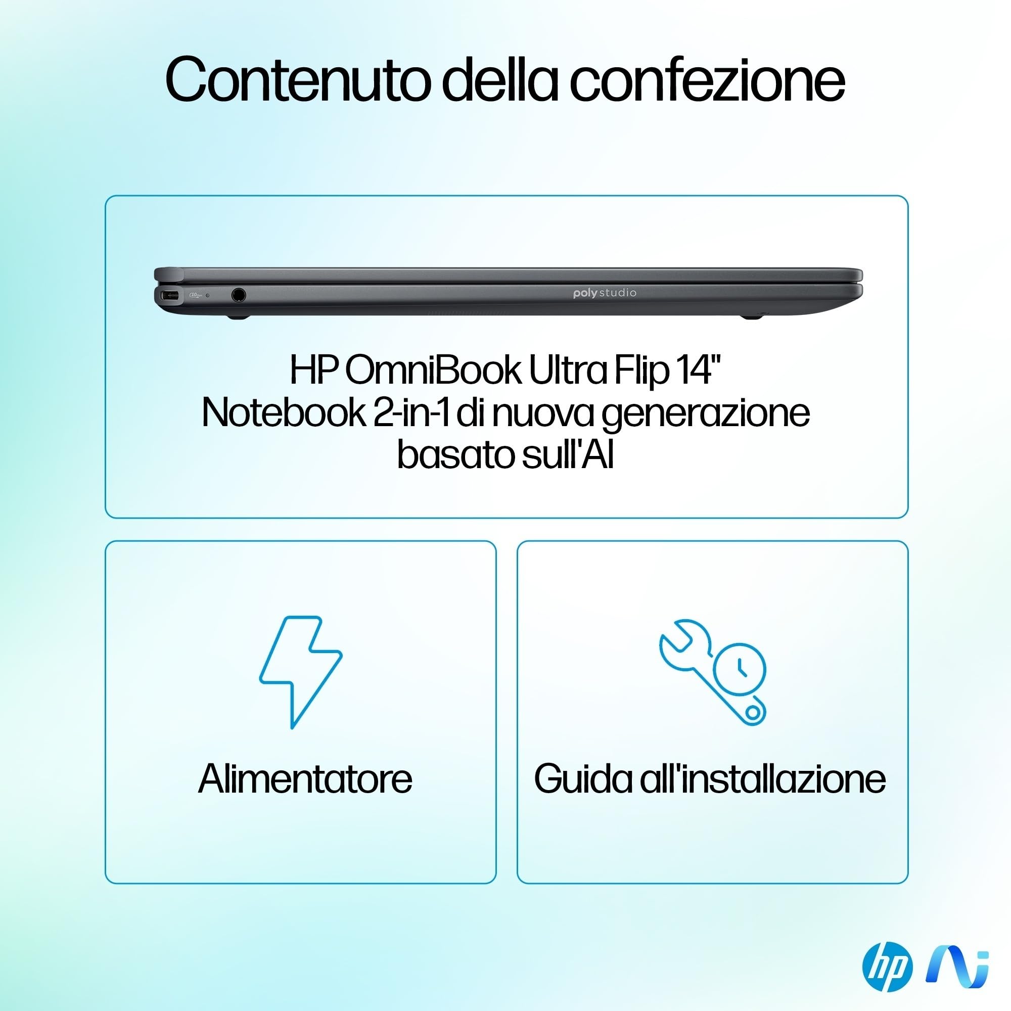 HP OmniBook Ultra Flip x360 14-fh0003sl, Copilot+ PC, Intel Core Ultra 5-226V, Intel Evo Edition, AI, RAM 16GB, SSD 1TB, Display Touch 14” OLED 3K 400 Nits, 120Hz, Poly Studio Cam TNR, Windows 11, Blu