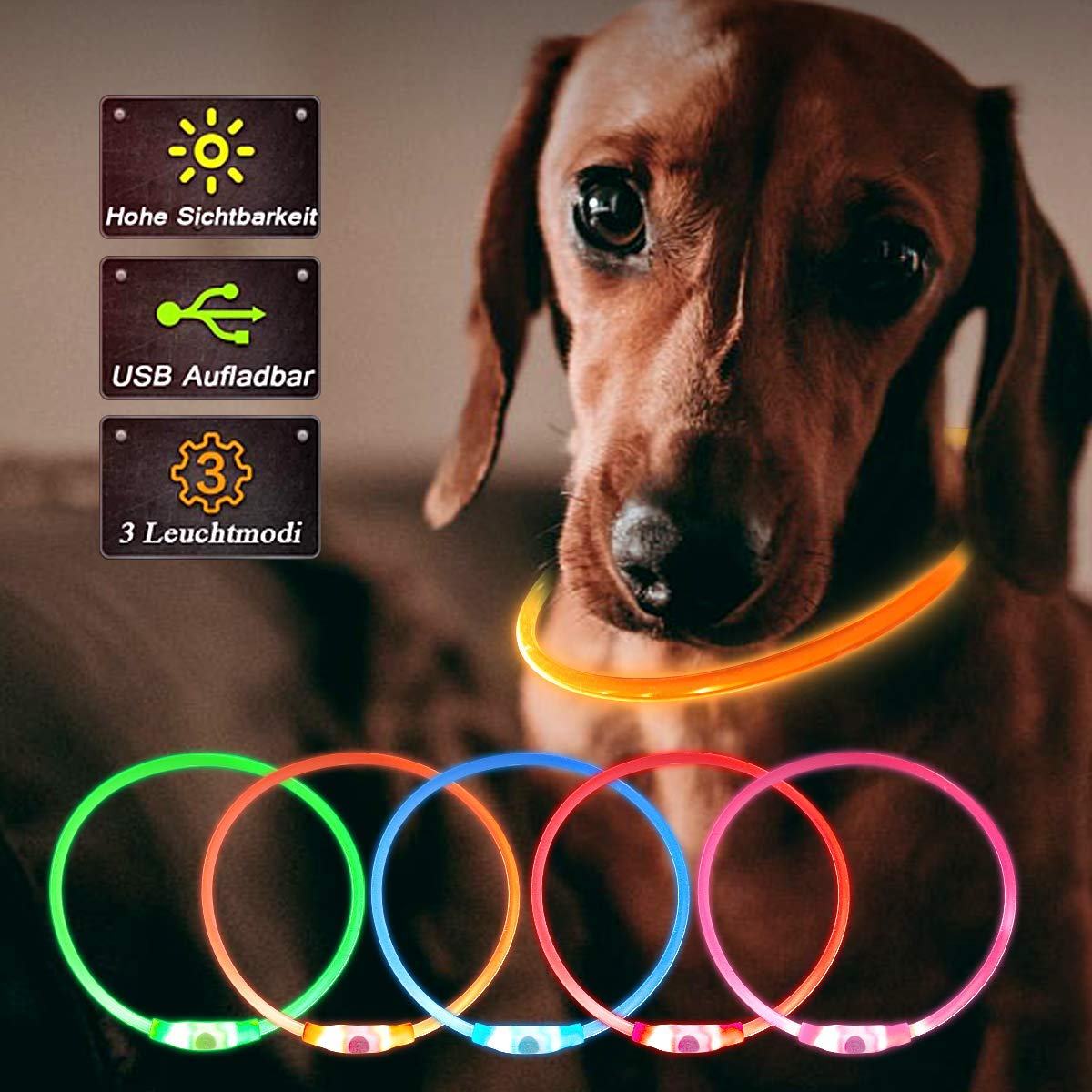 Collare Luminoso Per Cani Ricaricabile USB, 3 Mod Di - Foto 10