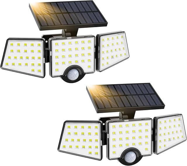 Lepro Solar Motion Sensor Light Outdoor, WL4000 Super Bright Solar Outdoor Lights, 270° Wide Angle Security Lights, 6500K IP65 Waterproof LED Flood Lights for Yard, Garden, Garage, 2 Pack