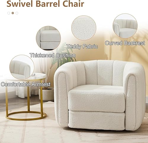 Miniatura 4 de Sillas decorativas giratorias para sala de estar, tela de peluche, sillón giratorio redondo de 360 grados, con forma de calabaza, sofá de club,