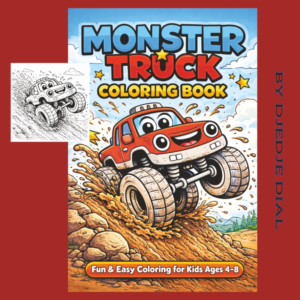 Monster Truck Coloring Book: Exciting Big Wheels, Mud Action & Fun Coloring Pages for Kids 4–8