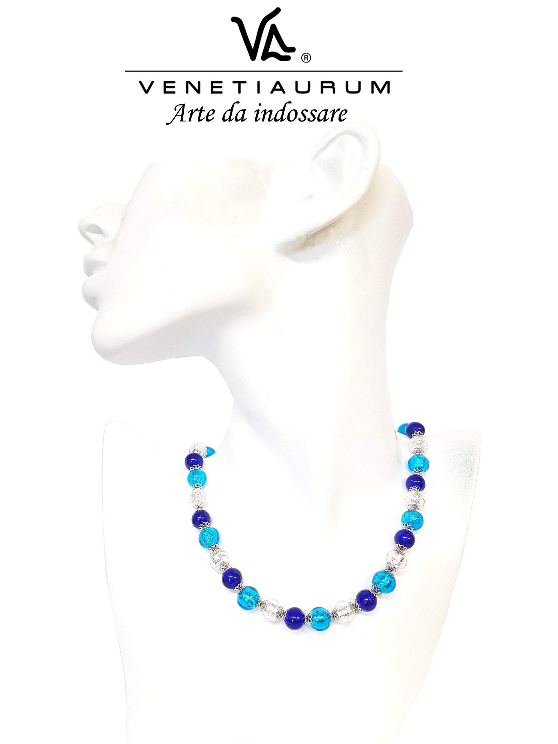 Venetiaurum - Halskette aus Muranoglas und 925 Silber zertifiziert made in Italy