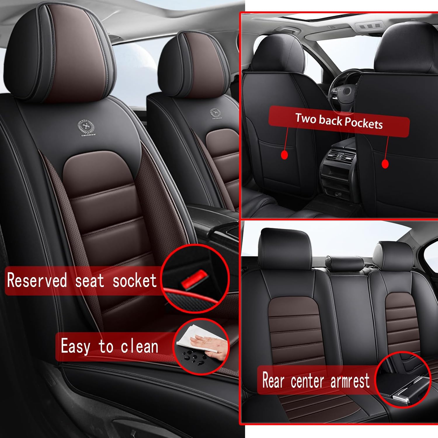 Seat Covers for Toyota Corolla 2006-2025,Full Set Leather Car Seat Covers,Waterproof Seat Protectors Auto Seat Covers,Breathable Nonslip Interior Cover Seats for Cars(Black Coffee)