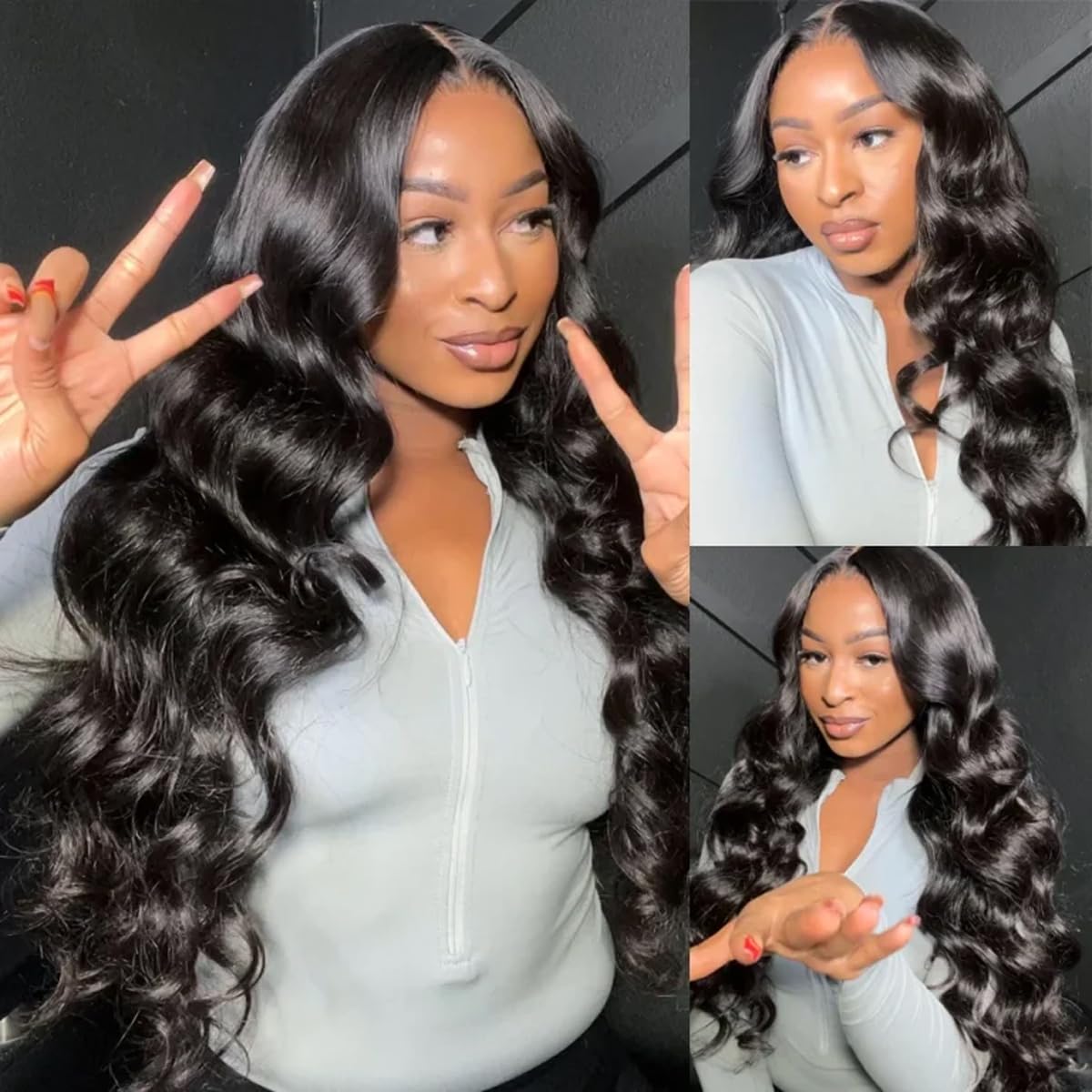 Body Wave Bundles Human Hair 14 16 18 Inch Human Hair Bundle 100% Unprocessed Brazilian Virgin Hair 3 Bundles Human Hair Extensions for Black Women Natural Color