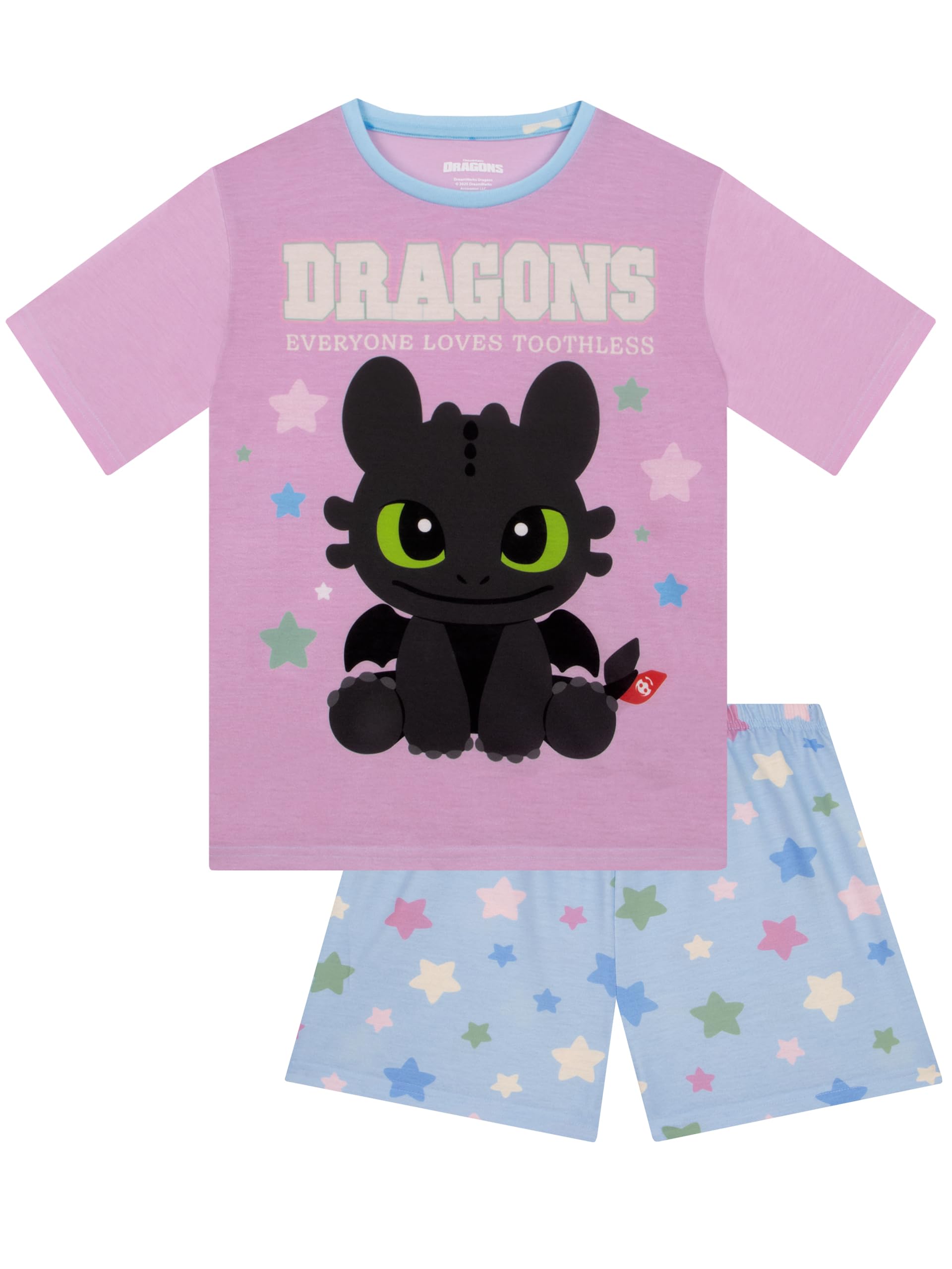 How To Train Your Dragon Girls Short Sleeve Pyjamas, Toothless Kids Pjs, Dragon ' Pyjama Set For Summer, Purple 12-13 Years