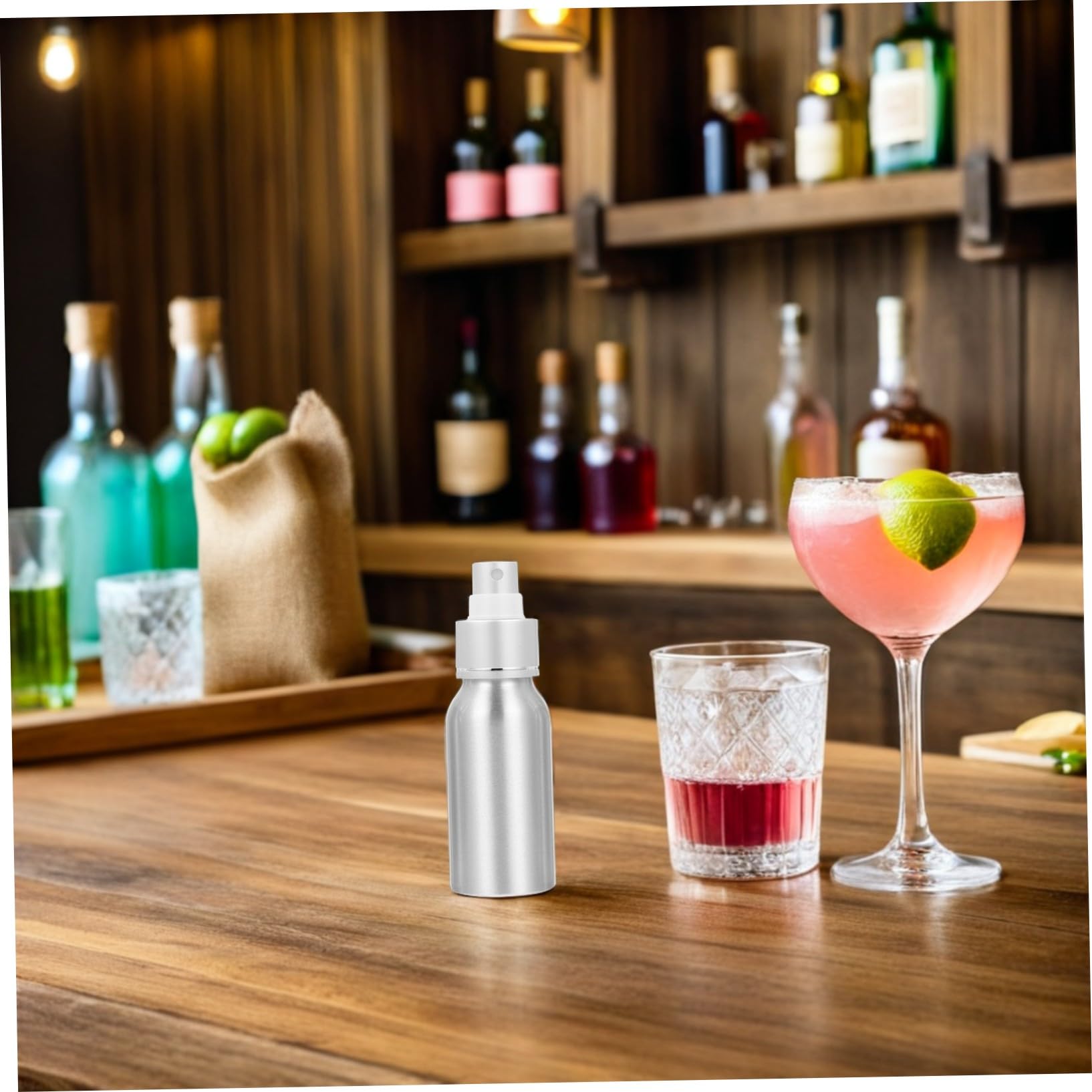 OUNONA Wiederbefüllbare Sprühflasche mit Feinem Nebel Spray Design aus Aluminium und Pp Kompakter Cocktail Zerstäuber 2 Stück 50ml für Cocktails für Riegel und Reise