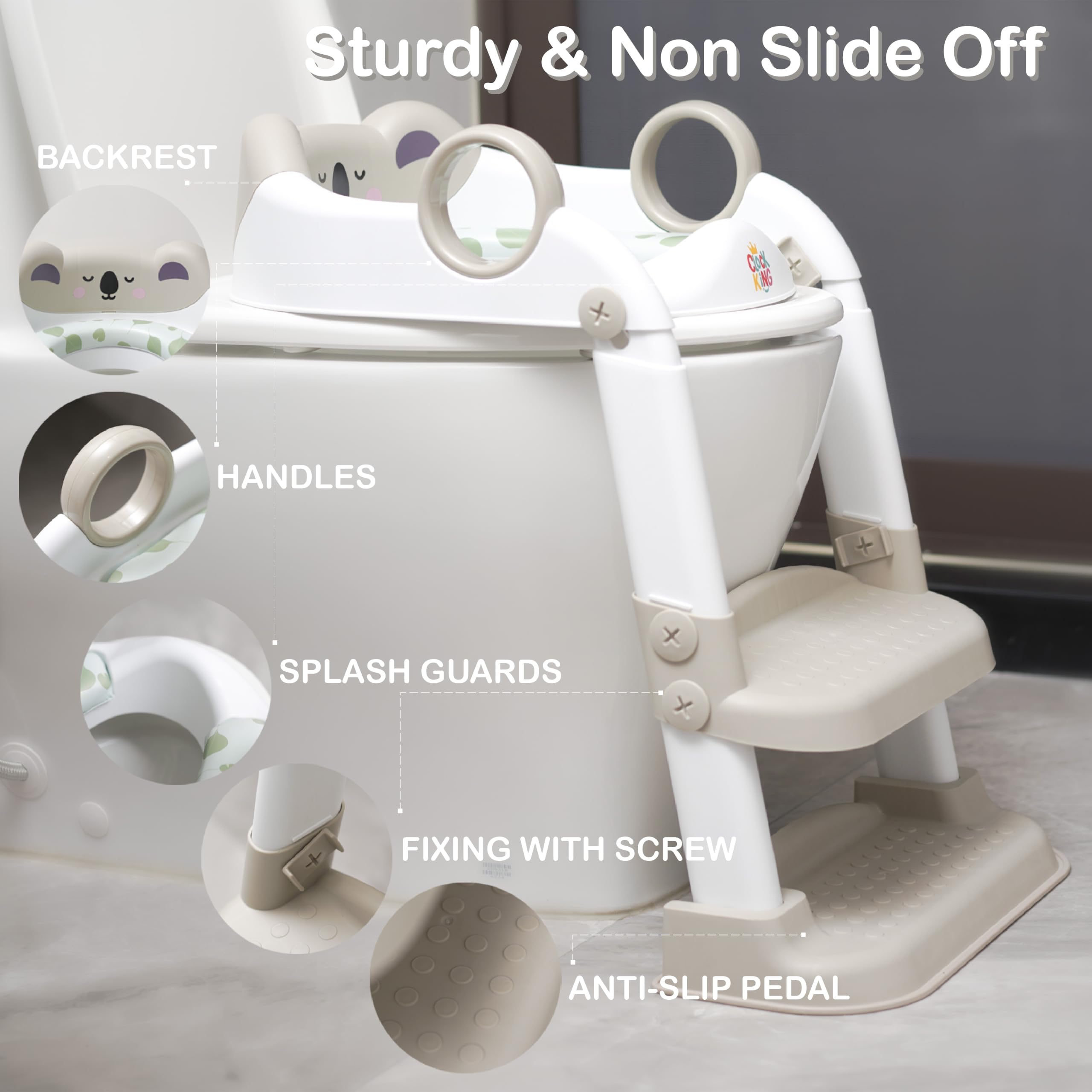 Asiento de entrenamiento para ir al baño, bonito diseño de koala, asiento de inodoro plegable con cojín suave, adecuado tanto para niños como para niñas, con protector contra salpicaduras