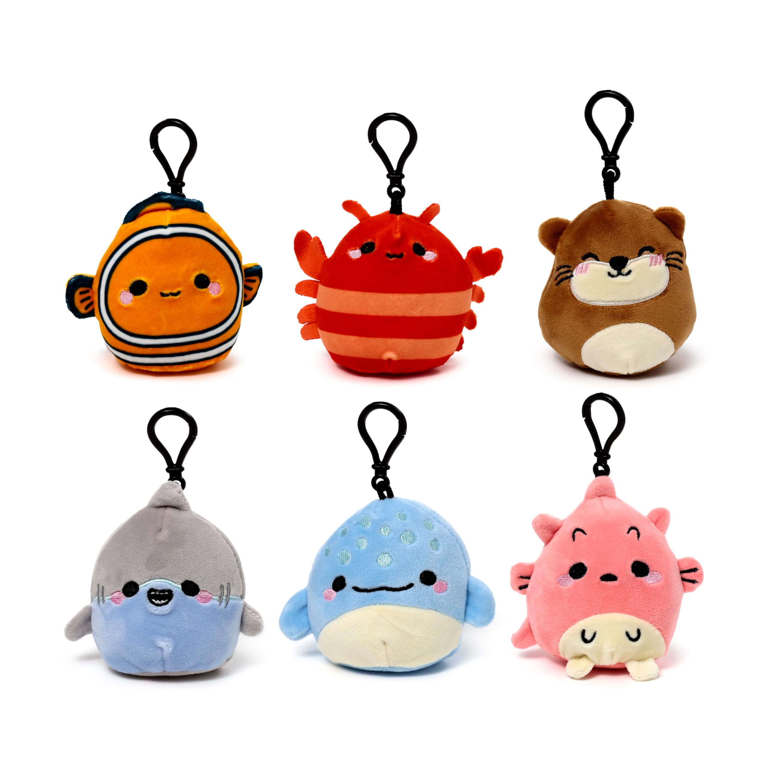 Puckator Unisex Multicolour Squidglys Adoramals Sealife Plush Keyring - Mothers Day Gifts Key Ring Keyrings Tags - Cool Keyrings Hoop Clip Fobs - Funny Cute Car Men's Accessories Stuff For Men Women - Trinket