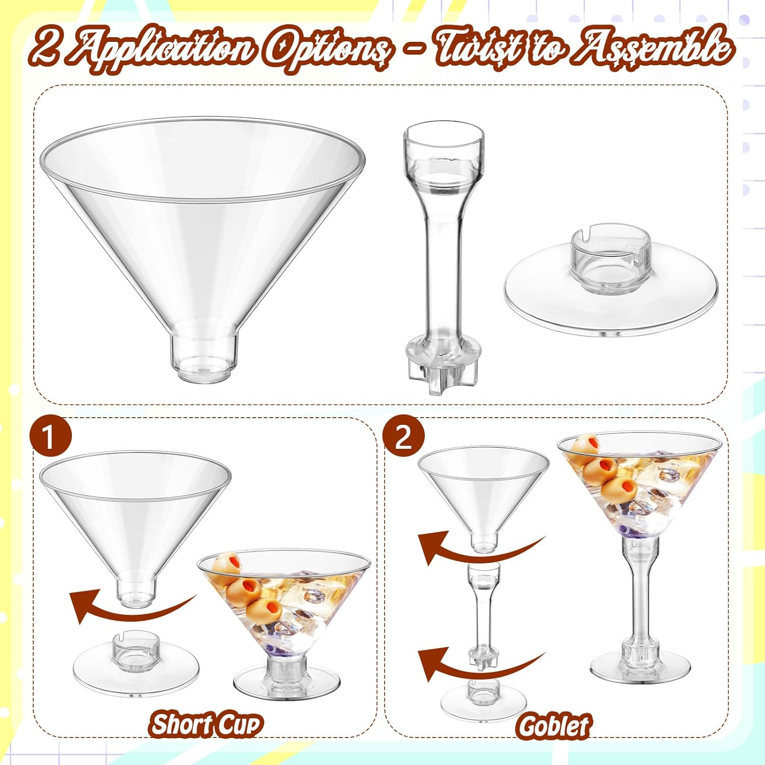 Rtteri 36 Pcs Espresso Martini Birthday Party Decor 5 oz Plastic a Tini Bit Older Party Supplies Cups with Ribbon Bachelorette Bridal Shower Decoration