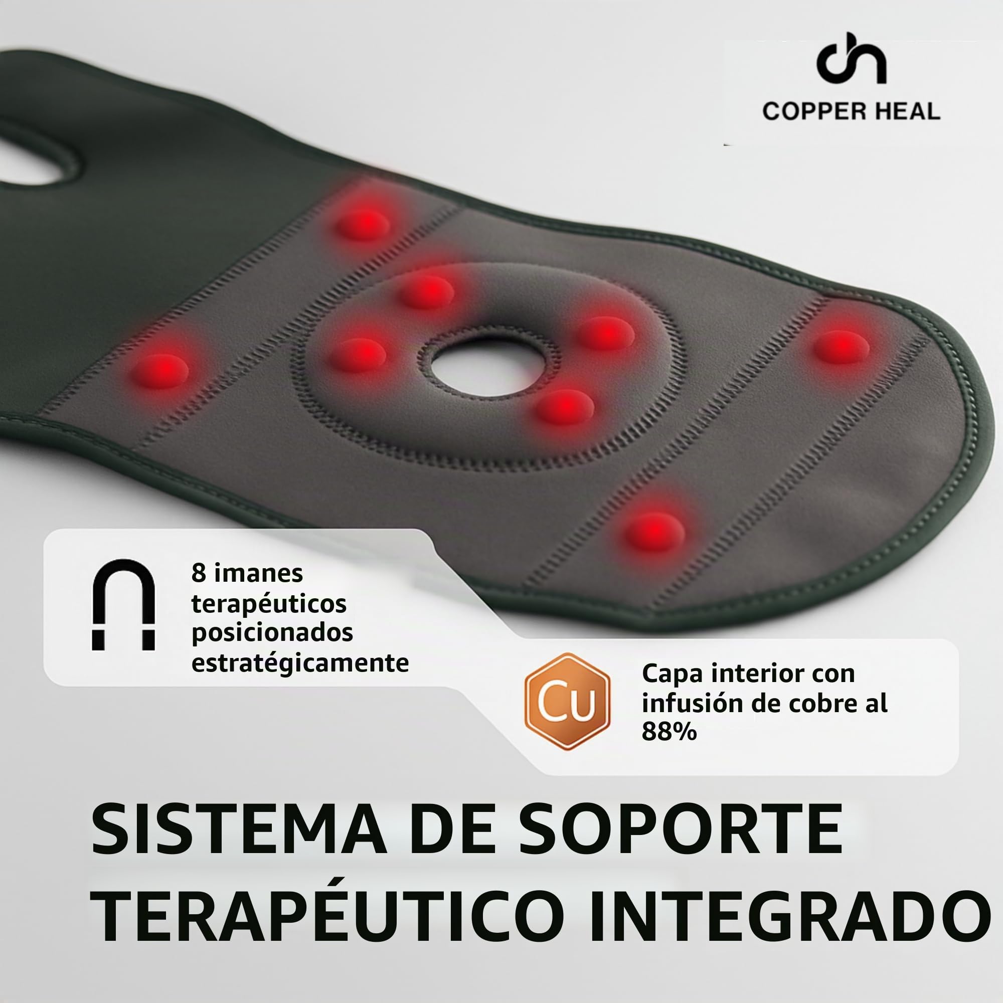 COPPER HEAL Rodillera magnética – Compresión de cobre para hombres y mujeres – Tamaño universal ajustable – Soporte para artritis, dolor, lesiones y recuperación