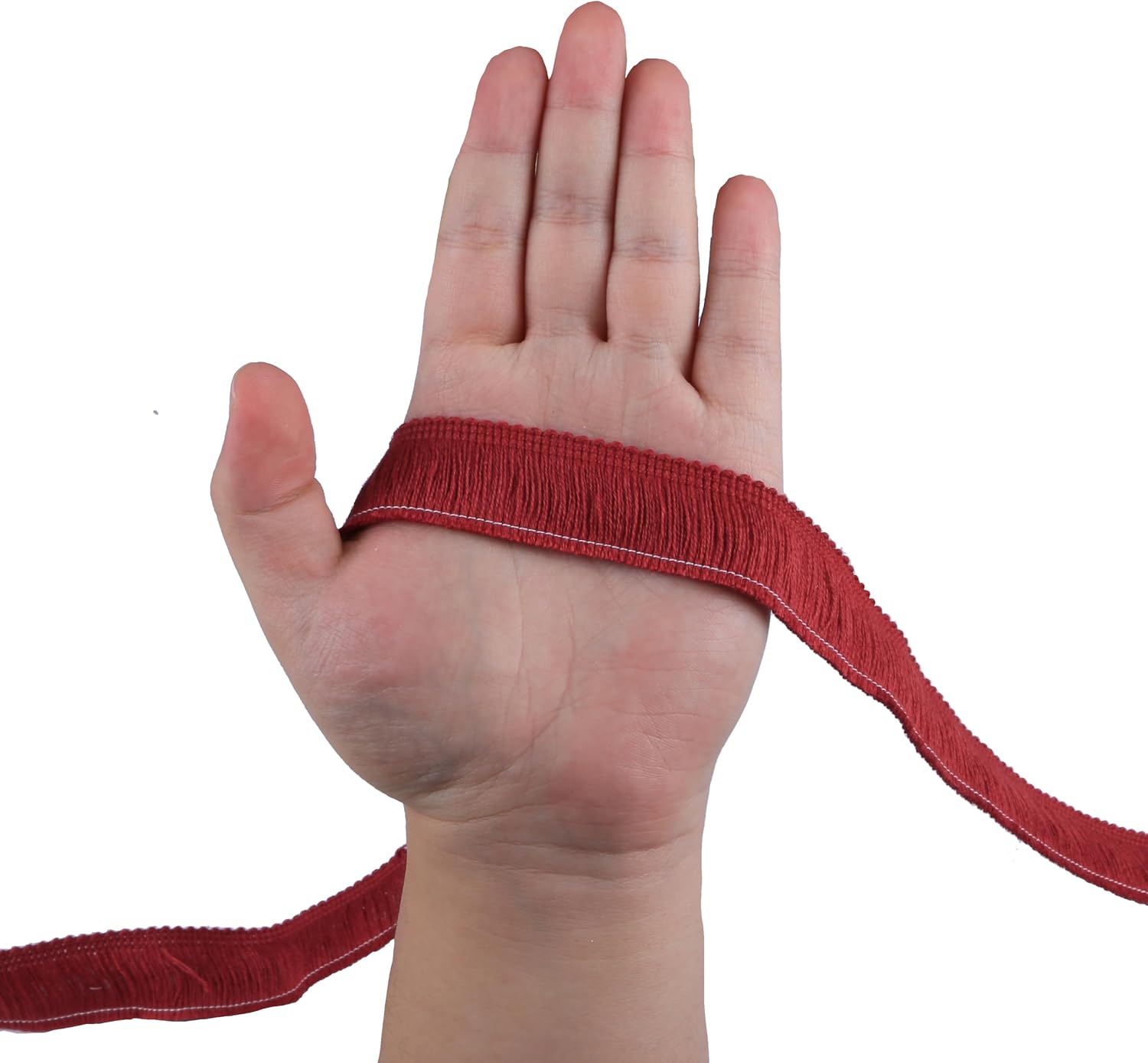 12M 1 Inch Chainette Fringe Fabric Trim Brush Fringe Trim (Red)