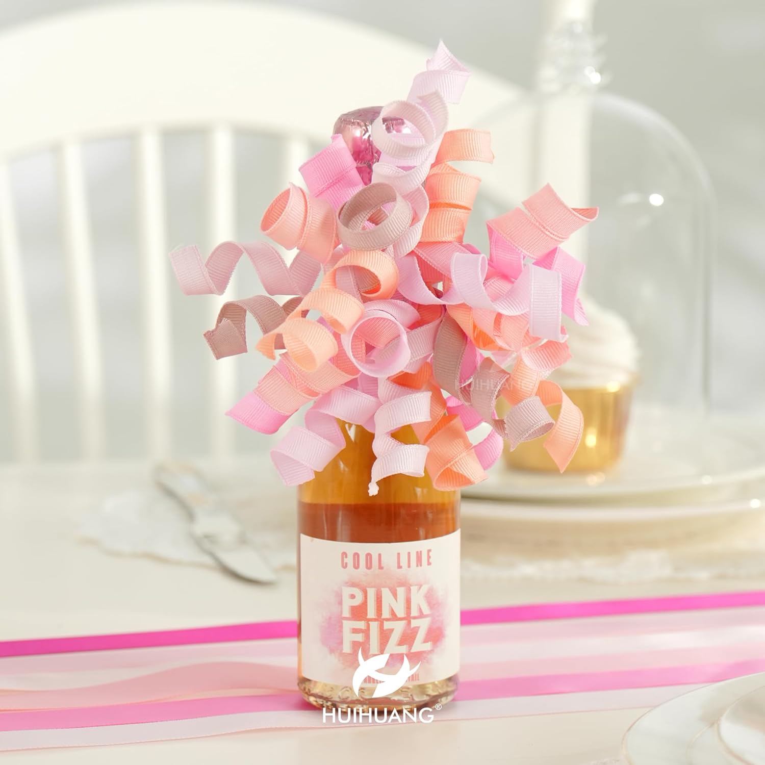 HUIHUANG Dusty Pink & Rose Bows for Gift Wrapping, Self-Adhesive Curly Ribbons for Presents, Wine Bottles, Treat Bags, Birthday & Wedding Favors - 6 Counts - Image 9