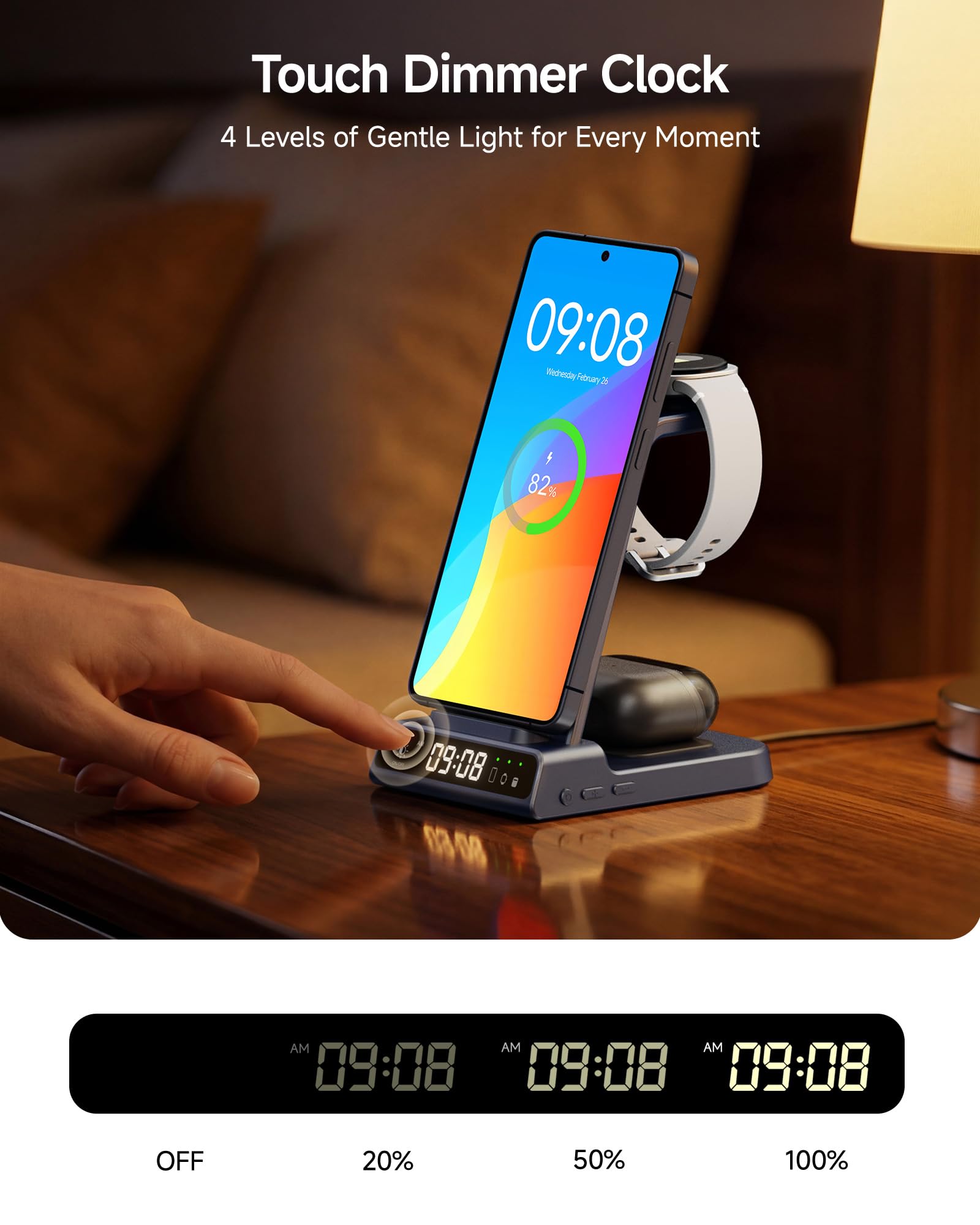 Caricabatterie wireless per dispositivi Samsung, stazione di ricarica wireless per Galaxy S26 Ultra/S26+/S26/S25/Z Flip7/S24/S23/S22, per Galaxy Watch 8/8 Classic/7/Ultra/6/5 Pro, Galaxy Buds4 Pro