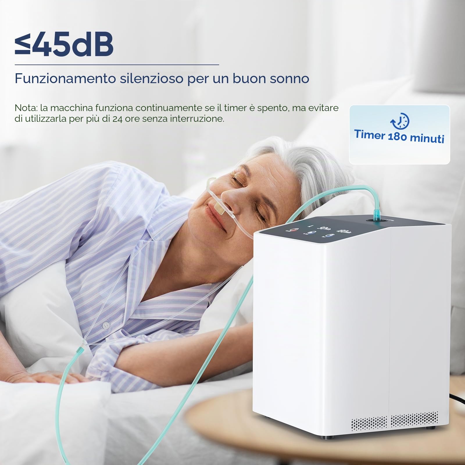Dispositivo di ossigeno portatile, concentratore di ossigeno Xandoril per uso domestico,90%, 1-7L/min,Concentratore di ossigeno portatile