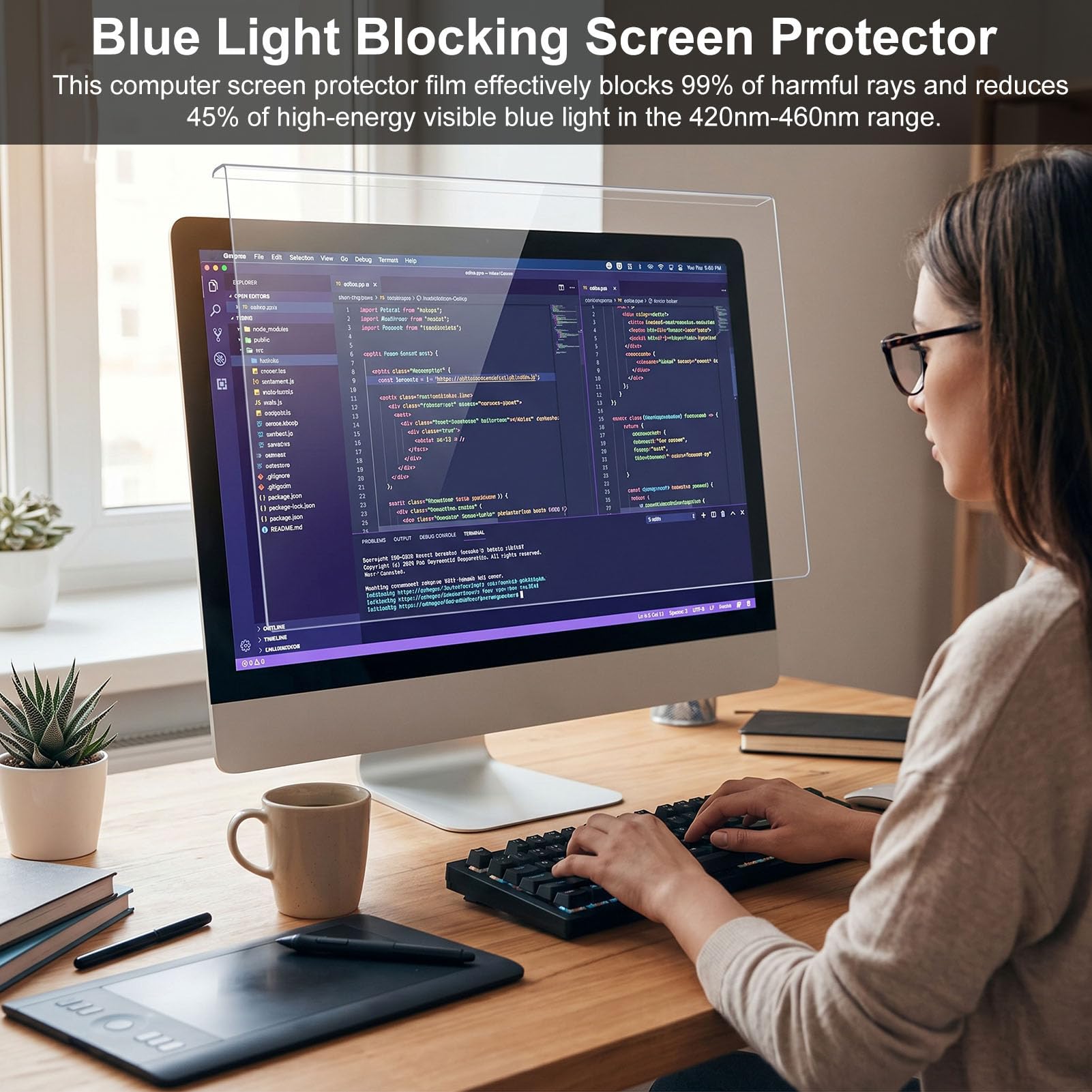 Bewinner Pellicola Salvaschermo per Computer per Monitor da 27 Pollici, Filtro Blocca Luce Blu per Display LED, Pellicola Acrilica Antiriflesso per Impiegati e Programmatori