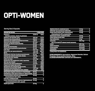Optimum Nutrition 120 Opti-Women Women's Female Multivitamin Optiwomen Capsules