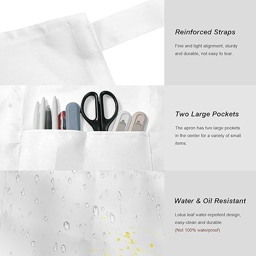 Miniatura 3 de 15 delantales para adultos a granel con bolsillos, delantal de chef ajustable para mujeres y hombres, pintura, cocina, manualidades (SL)