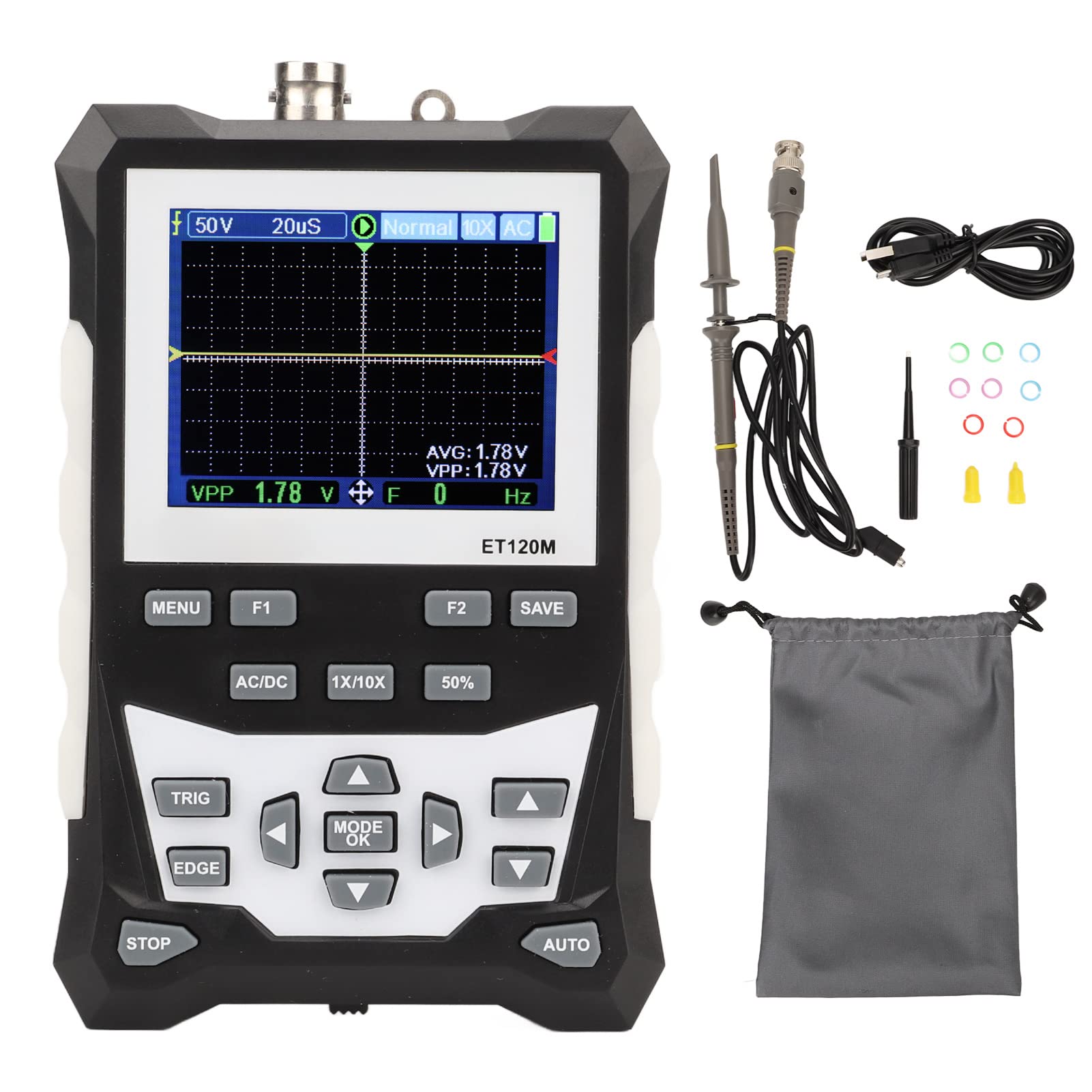 120MHz Waveform Bandwidth Handheld Oscilloscope Color Analog Oscilloscope Oscilloscope Color Analog Oscilloscope 2.4in TFT Digital