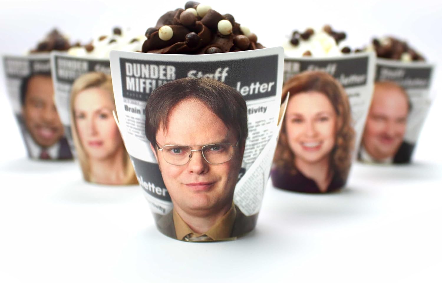 The Office Cupcake Wrappers (Set of 12) 6 Unique Designs, Pam Beesly, Dwight Schrute, and more. Themed Party, Special Occasion, Premium Materials, Protects Cupcakes, 'The Office'